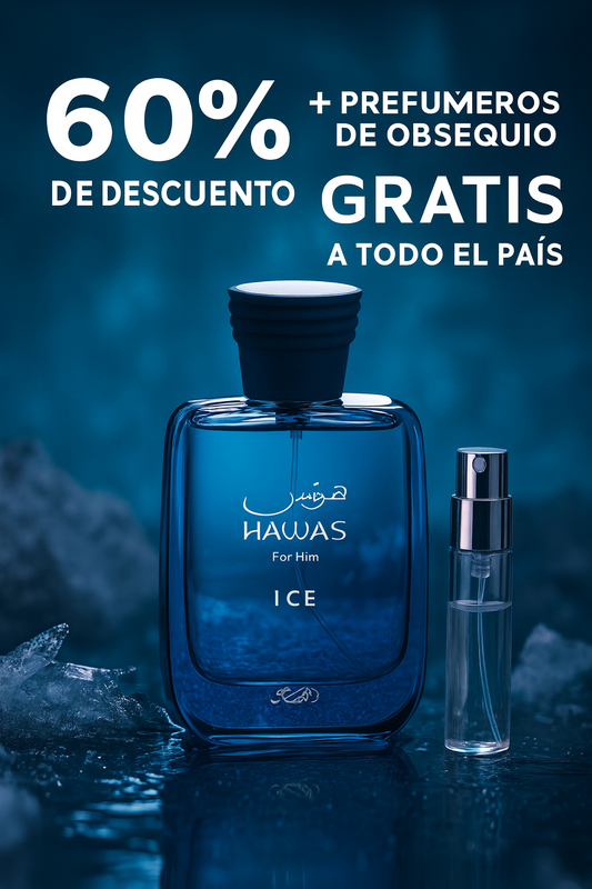 HAWAS ICE 100 ML + PERFUMERO DE OBSEQUIO + ENVÍO GRATIS